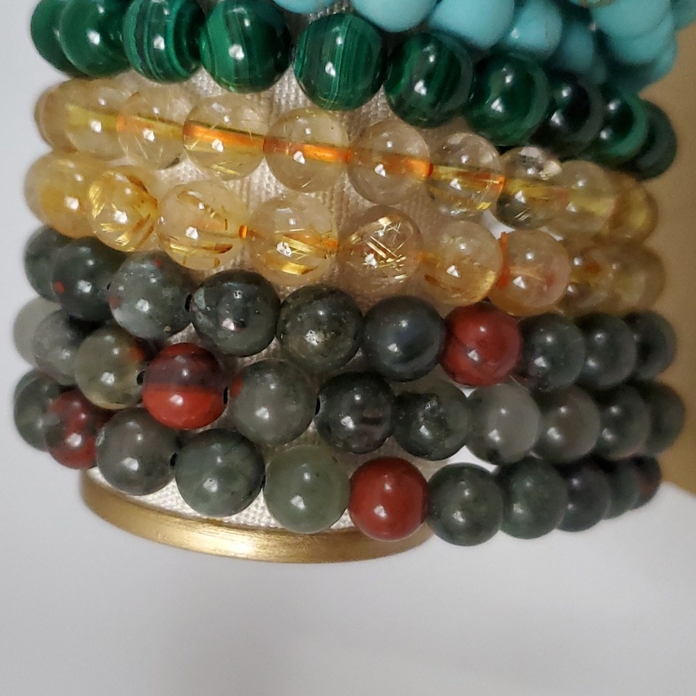 African Bloodstone Crystal Stretch Bracelet